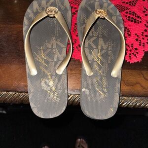 Michael Kors Black and Gold Patterned Sandals
